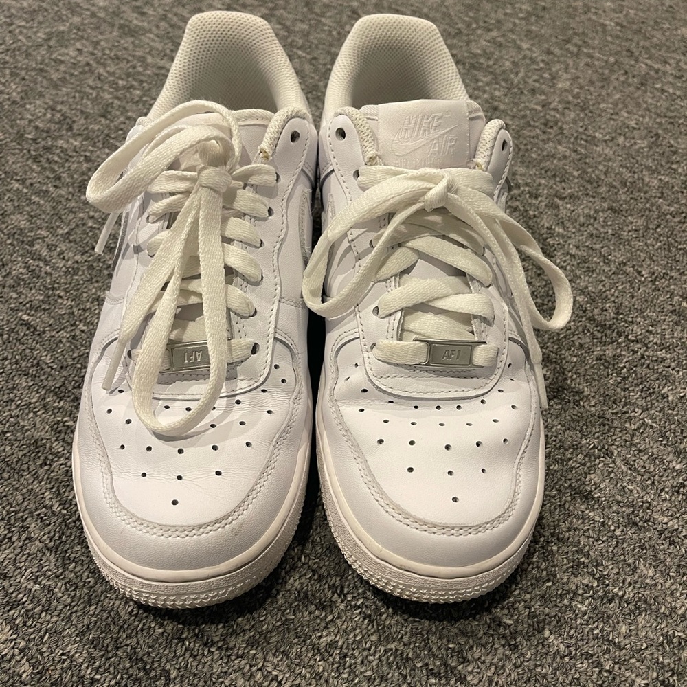 Nike White Sneakers with Leather Material and Traditional Lacing